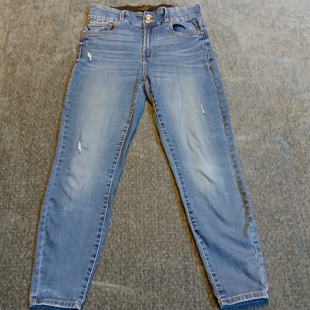 Rachel Rachel Roy Womens Skinny Jeans Medium Wash Distressed High Rise 10/30